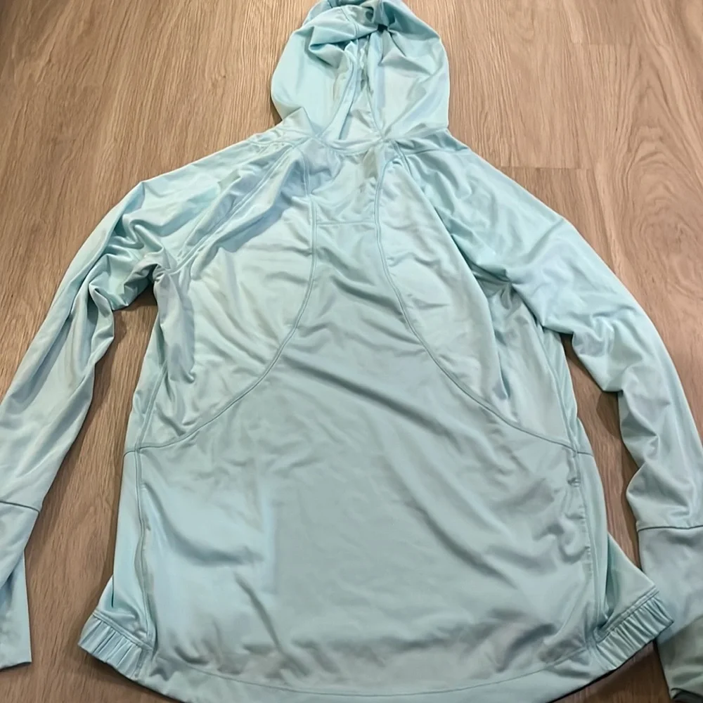 Aqua Hooded Quarter Zip Long Sleeve Top - Picture 10 of 12